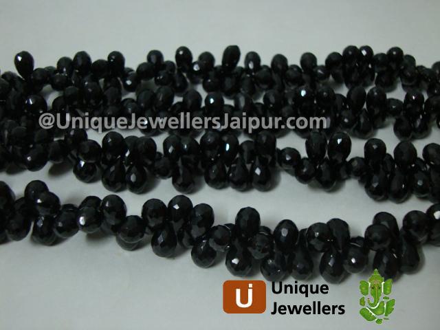 Black Spinel Faceted Drop Beads